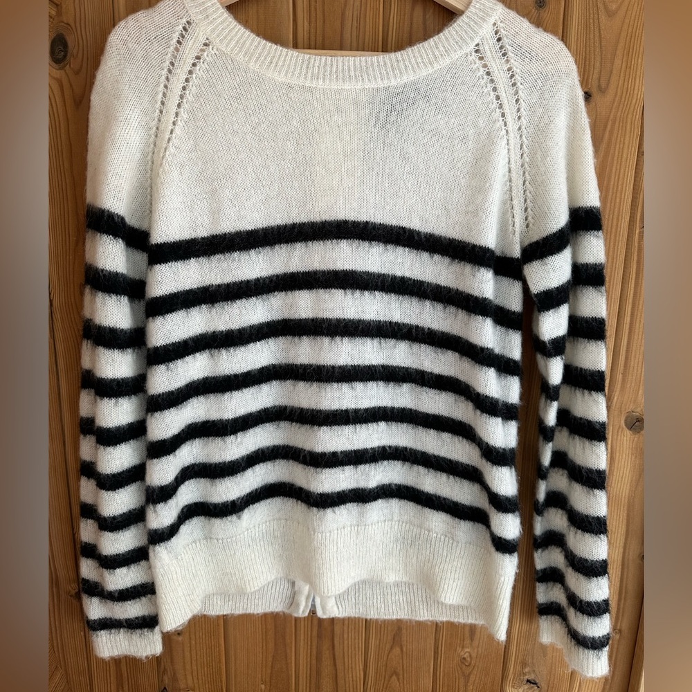 The Kooples Mohair Wool Striped Back Zip Sweater Size S